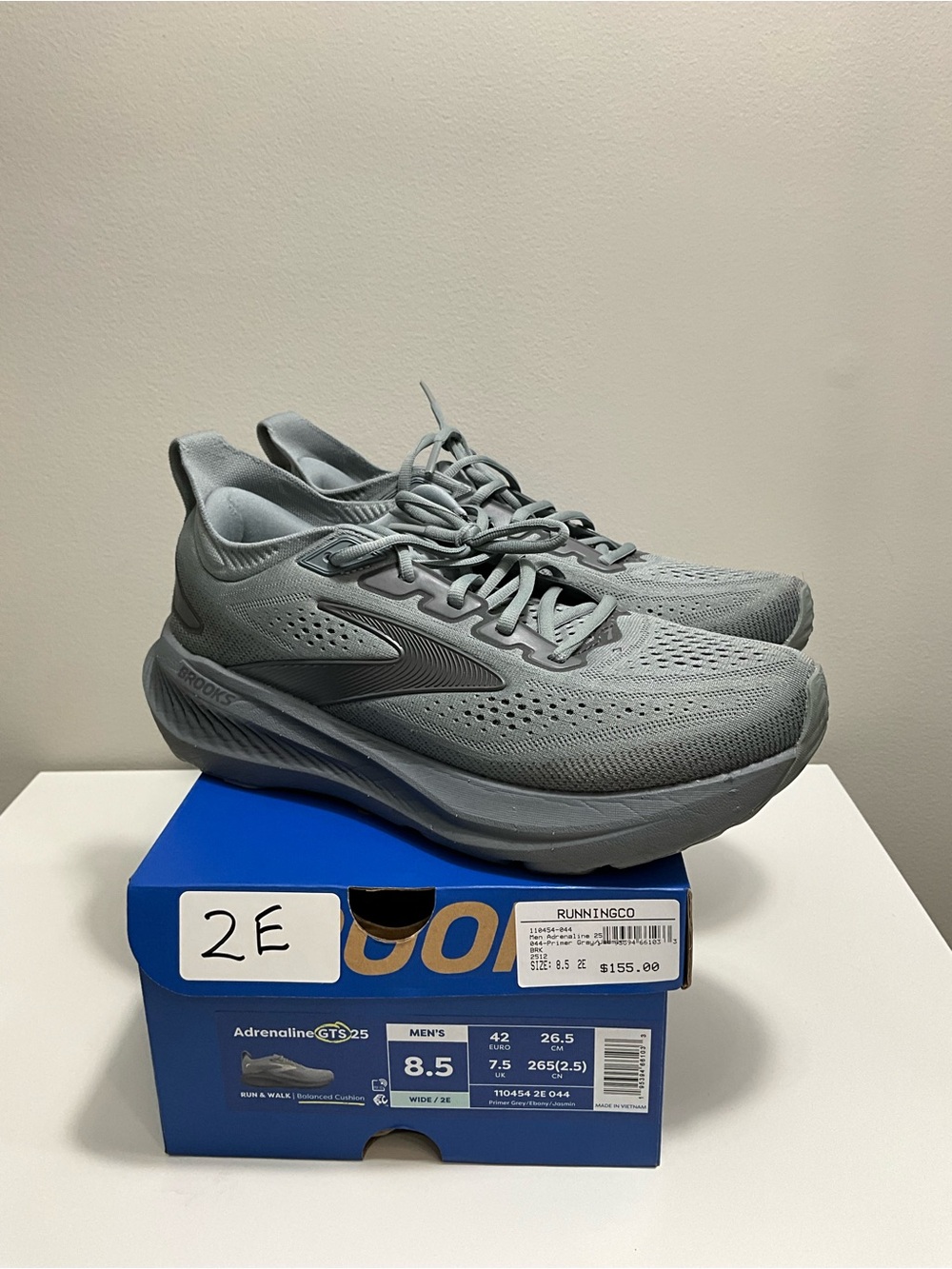 BROOKS Adrenaline GTS 25 Men’s 8.5 2E Wide Gray Running Shoes Sneakers Worn 4x’s